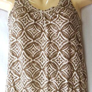 Women's Tan & Cream Sleeveless Pullover Top Size XS